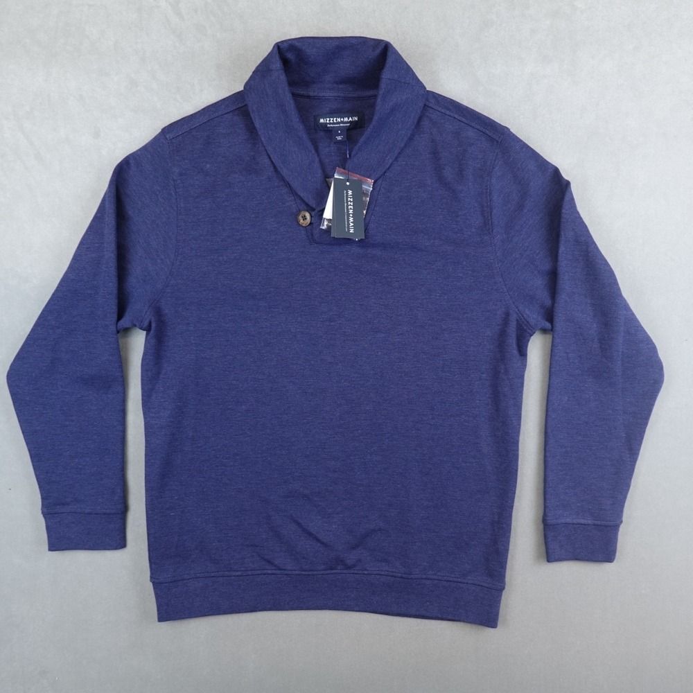 NWT Mizzen Main Sweater Mens Shawl Collar Fairway Navy Heather Size Small